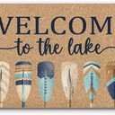 Lake House Coco Coir Doormat Door Welcome Mat for Home Entrance Front Door, Welcome to the Lake, Lake Life Decor Boat Paddle Floor Mats for Outdoor Outside Entryway 30x17 Inch