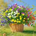 Colorful Artificial Flowers for Outdoors, 10 Bundles Realistic Spring Outdoor Fake Silk Flowers, UV Resistant Faux Flowers & Plants Outside for Porch,Pot,Window Box Filler Planter Decor(MixColors)