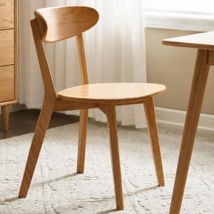 Modern Dining Chairs, Oak Solid Wood Kitchen Chairs, Sturdy Wooden Seats for Dining Room and Living Room (2, Natural), 19.3" L x 16.93" W x 31.5" H
