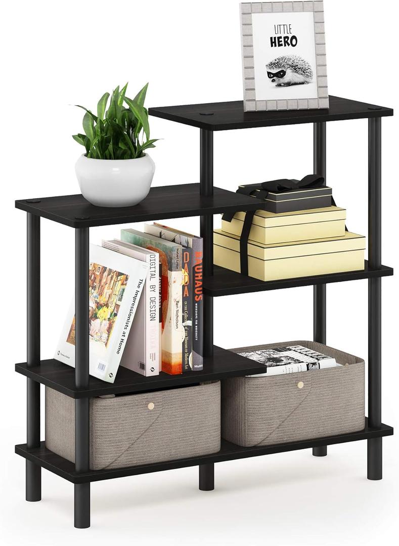 Furinno Turn-N-Tube 5-Tier Accent Display Rack, Espresso/Black