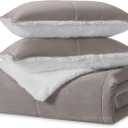 UGG Blissful Comforter Set with 2 Pillow Shams Reversible White Comforter Plush Fluffy Warm Bed Set Premium Hypoallergenic Down Alternative Bedding Breathable, King/California King, Seal Gray