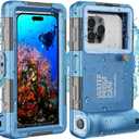 Underwater Snorkeling Diving Phone Case for iPhone 16/15/14/13/12/11 Pro Max/XS/X Galaxy S24/S23/S22/S21[50ft/15m] Professional Scuba Dive Waterproof Case Underwater Photo Video Cove Blue