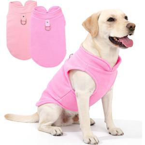 2 Pack XXXL Dog Sweater, Fleece Dog Sweaters for Large Dog Winter Warm Pet Sweater Thick Jacket Clothes Pullover Dog Sweatshirt Coat,XXXL (Pink,Light Pink, 37-49lbs)