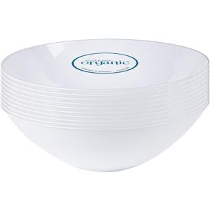 [16 OZ 40 Count] White Plastic Organic Party Soup bowls With Silver Rim Premium heavyweight Elegant Disposable Tableware Dishes