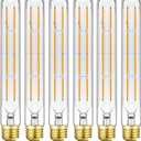 T10 Light Bulb,Dimmable Long Tubular Led Bulb,E26 Medium Base,8W Equal 75 Watt,2700k Warm White,8.9Inches Edison Lights Bulbs,6Pack.