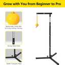 Baseball Softball Batting Tee with Auto Return Ball, Adjustable 21" to 45" Baseball Swing Trainer for All Ages, Portable Hitting Trainner with Metal Triangular Base | Ground Stakes & Sandbags