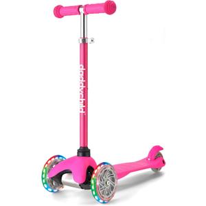 3-Wheel Kick Scooter for Kids Ages 3-8 Lean-to-Steer Toddler Scooter with Extra Wide Light Up Wheels, 4 Adjustable Heights, Foldable Scooters for Boys & Girls, Max Weight 110lbs