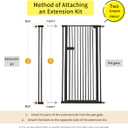 Lumizone Extra Tall Cat Gate Extension Kit 55.12" High Pressure Mounted 4.13" Extra Wide 1.37" Gap No Drilling Tall Pet Gate for Dogs (Black, 55.12" H x 4.13" W, Extension)