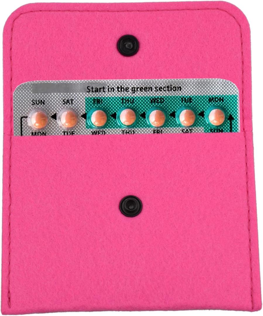 2 Pack Birth Control Pill Packet with 4" x 3" for Women Privacy Protection Contraceptive Medicine Holder Pink Sleeve Pouch Wallet, (Pink)