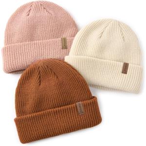 FURTALK Toddler Beanie Baby Boys Girls Beanies Kids Winter Hats Children Knit Warm Caps (0-6 Months, Beige+pink+caramel)