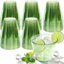 150 Pack Clear Plastic Cups 9 oz Green Plastic Cups for Cocktail Fancy Disposable Cup for Party Stemless Wine Glasses for Party Wedding Graduation