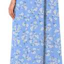 Women's Chiffon Dressy Pants High Waist Casual Wide Leg Palazzo Pants Loose Trousers with Pockets (Blue, XL)