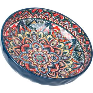 75 Oz Serving Bowls,Bohemian Style Large Porcelain Dishes for Entertaining Parties,Big Bowls for Eating Soup, Salad, Pasta, Fruit, Chips, 10.3 Inch Diameter (blue) 75 Oz Serving Bowls,Bohemian Style Large Porcelain Dishes for Entertaining Parties,Big Bowls for Eating Soup, Salad, Pasta, Fruit, Chips, 10.3 Inch Diameter (blue)