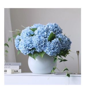 grtefhu 4pcs 21" Faux Blue Hydrangeas Artificial Flowers, Real Touch Silk Hydrangea Flowers with Stems for Bridal Wedding Bouquet Party Home Decor