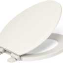 KOHLER 20454-96 Ridgewood Elongated Soft Close Toilet Seat, Quiet Close, Wood Toilet Seat, Home Essentials, Biscuit