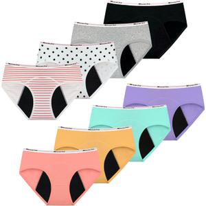 Teens Girls Period Underwear Kids Period Panties Menstrual Leakproof Protective Underwear for Teens Cotton Briefs (L)