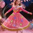 Princess Dress up for Girls Blue Costume for Kids Deluxe Fancy Dresses Halloween Birthday Party Carnival Outfit (Blue)