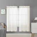 Lecloud Doris Bedroom Natural Linen Sheer Curtains 63 Inches Long 2 Panels, Light Filtering Slub Textured Voile Curtain & Panel with Dual Rod Pockets, Solid Gauzy Kitchen Living Room Drapes, 40W x 63L