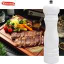 Wooden Pepper Mills Grinders, Manual Salt Pepper Grinder Refillable Wooden Mill, Rubber Wood, White (2"W x 8"H, White Color 1 Pack)