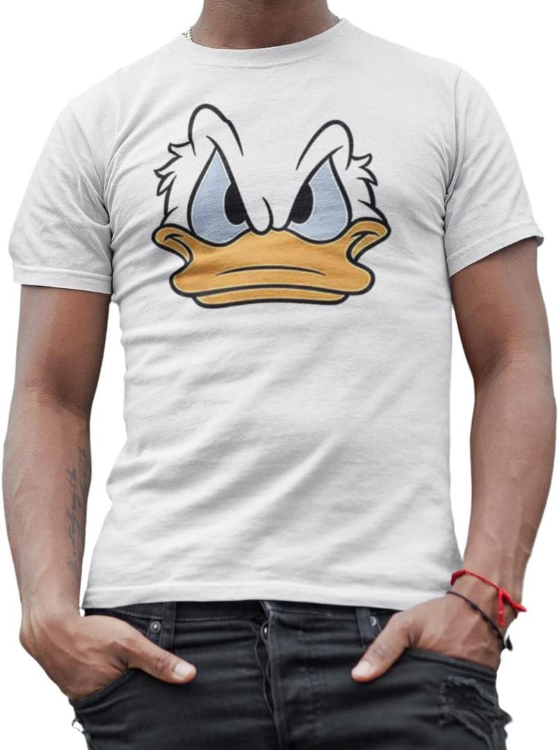 Disney Donald Duck Angry Grumpy This is My Happy Face T-Shirt (Premium White, Large)