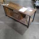TV Console Table w/ Power Outlets 50" Industrial TV Stand w/ Open Shelves & Compartments