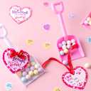 2 x JOYIN 28 Plastic Toy Shovels in Pink Red and White for Valentines Day ,28 Cards with Ribbon for Kids Party Favor, Classroom Exchange Prizes, Valentines Gifts with Vibrant Color