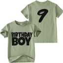 Birthday Boy Shirts 1-10 Years Old Birthday T-Shirt Kids Toddler Baby Boys Birthday Tees Party Outfits Tops, Size 9 Years