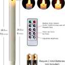 Homemory Waxy Flameless Taper Candles with Remote Timer Dimmer, LED Candlesticks Flickering, Battery Operated Window Candles, 9.6 Inches for Christmas Wedding Celebration Decor, Ivory, 6 Pcs