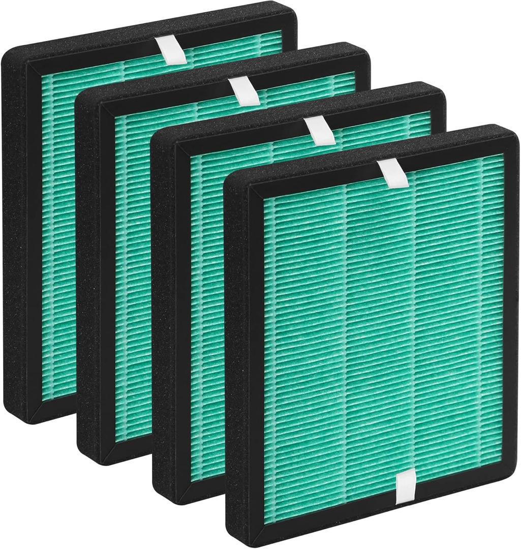 4-Pack R1/P1801/P1802 True HEPA Replacement Filter Compatible with YIOU Purifier R1/P1802 & Elechomes Purifier P1801, 3-in-1 Filters- Deep Green