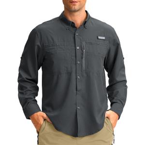 G Gradual Men's Long Sleeve Sun Protection Fishing Shirt with Zipper Pockets UPF 50+ Lightweight Cool Sun Shirts for Men Hiking Outdoor Casual (XL)