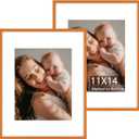 Set of 2 Orange 11x14 Aluminum Picture Frames with Mat for 8x10 Photos - Durable HD Plexiglass for Superior Clarity - Versatile Colorful Metal Frames Ideal for Wall Mounting Vertically or Horizontally
