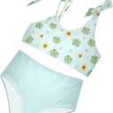 Girls Tankini Swimsuit Bathing Suit Two Piece Bikini Summer Beach Swimwear with Adjustable Strap 6-5T  (Green)