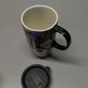 Topadorn Ceramic Travel Mugs Porcelain Latte Tea Cup Coffee Mug with Lid and Handle,17oz. Abstract Garden