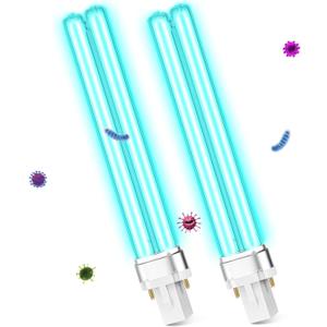 Qualirey 2 Pcs 9W UV Light Bulb Compatible with D200 Air Purifier, Air Purifier Whole House UV Light for R18, R18D R2000 Induct, UVC G23 2 Pin Base HVAC Bulb Replacement