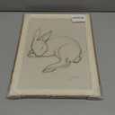 HUARCEY Rustic Frame Canvas Wall Art Minimalist Rabbit Sketch, Easter Bunny Line Drawing Farmhouse Animals Illustration Print Wall Decor for Nursery Bedroom Living Room 12"16"