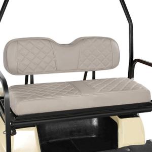 Golf Cart Rear Seat Covers Fit Club Car Precedent DS EZGO TXT RXV Yamaha Aftermarket Standard Back Seat Cushion, Faux Leather Replacement Seat Cover Adjustable Buckle No Stapler Needed(Beige)
