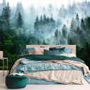 Misty Forest Wallpaper Peel and Stick Foggy Forest Self Adhesive Mural for Living Room Bedroom 157"x108"
