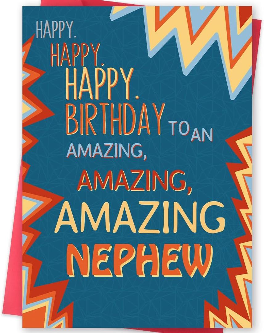 7 x Missonemi Nephew Birthday Card | Funny Birthday Gifts for Nephews from Aunt Uncle, 5x7 inches