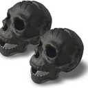 2pcs Refractory Materials Fireproof Imitated Human Fire Pit Skulls Gas Log for NG, LP Wood Fireplace, Firepit, Campfire, Halloween Decor, BBQ