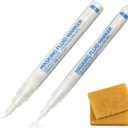 2 Pcs White Masking Fluid Pens for Watercolor Painting, 0.7mm 3.0mm Applicator Tip Markers Set with 2 Cleaning Erasers, Art Masking Fluid Pen Watercolor Medium Art Supplies for Artists