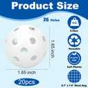 Coopay 20 Pack Mini Plastic Practice Baseballs, 1.65inch Small Soft Training Balls with Drawstring Bag for Baseball Hitting, Pitching & Batting Training, Indoor & Outdoor