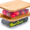Prosumer's Choice Glass Food Storage Containers with Bamboo Lids (Pack of 2) - Stackable Meal Prep Container - Airtight Glass Food Containers with Lids - Reusable Lunch Pack - 36 Oz