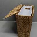 Coeusy 3 Gallon Wicker Trash Can,Small Bathroom Trash Can with Lid,Natural Water Hyacinth Wicker Waste Basket for Bedroom,Toilet,Narrow Garbage Can with Removable Liner
