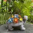 WNXURT Solar Garden Outdoor Turtle Figurines with LED Lights Lawn Decor Tortoise Statue for Outside Yard Patio Front Porch Balcony Home Ornament Housewarming
