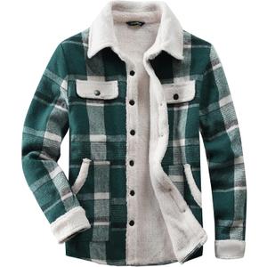 Women's Sherpa Lined Jackets Sherpa Turn-Down Collar Warm Winter Fleece Flannel Jacket for Women Trendy (Large, Emerald)