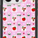 Wildflower Cases - Apple A Day, Compatible with Apple iPhone 16 Pro | Red Fruit Green Plaid Popular Aesthetic Cute Trendy - Protective Black Bumper, 4ft Drop Test Certified, Women Owned Small Business