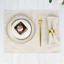 Plain Striped Cotton Linen Blended Dinner Cloth Napkins - Set of 12 (40 x 30 cm) - for Events & Home Use (Beige)