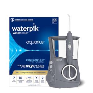 Waterpik Aquarius Water Flosser For Teeth Cleaning, Gums, Braces, Dental Care, Electric Power With 10 Settings, 7 Tips For Multiple Users And Needs, ADA Accepted, Gray WP-667