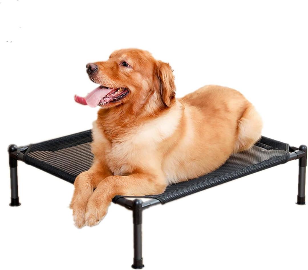 Elevated Dog Bed for Dogs, Portable Indoor & Outdoor Cooling Mesh Raised Dog Bed Cots with Skid-Resistant Feet (Large)