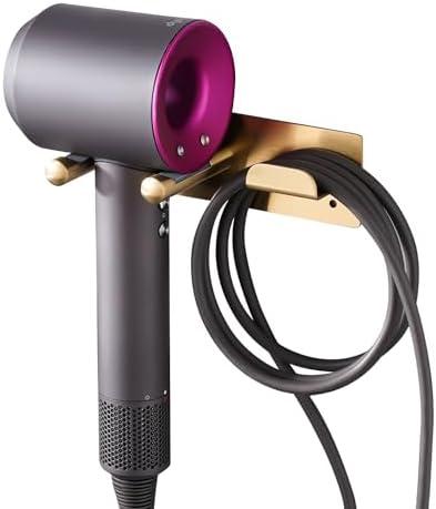 Self Adhesive Organizer Hair Dryer Holder Wall Mounted Compatible with Dyson Blow Dryer Gold Banjekt
